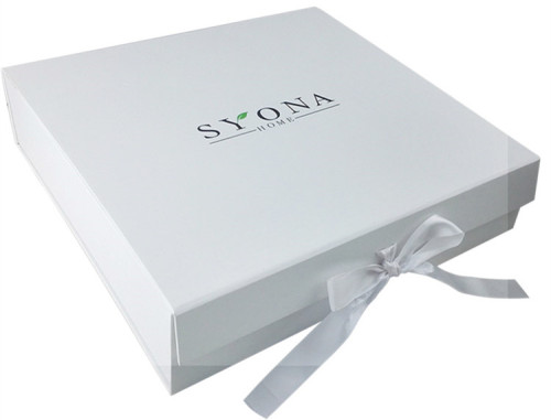 Custom Matte White Gift Box with Ribbon