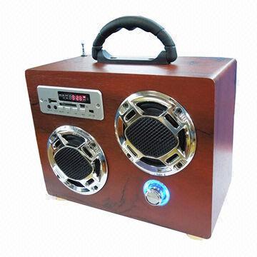 Wooden Speaker with Remote Control, Built-in 800mA of Lithium-ion Battery