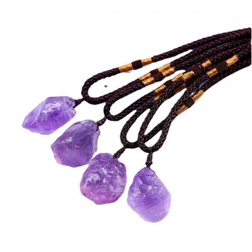 Natural Stone Amethyst Raw Crystal & Gemstone Pendant (20-30mm) Necklace Adjustable