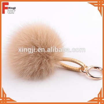 Wholesale Fox Fur Keychain Luxury Genuine Fox Fur Pompom Keychain Fashion Pandent