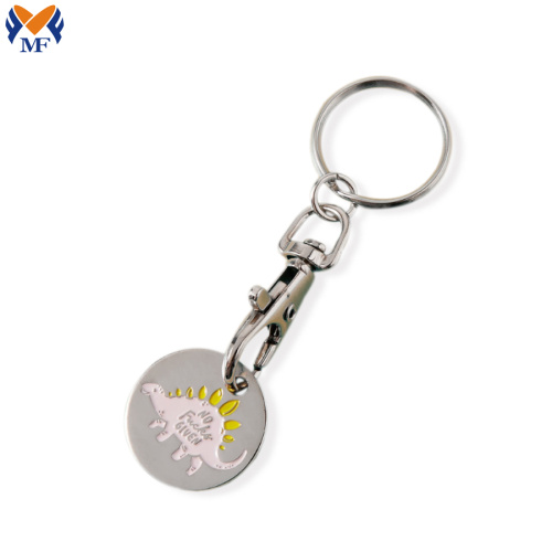 โลโก้ไดโนเสาร์แบบกำหนดเอง Trolley Token Coin Keyring