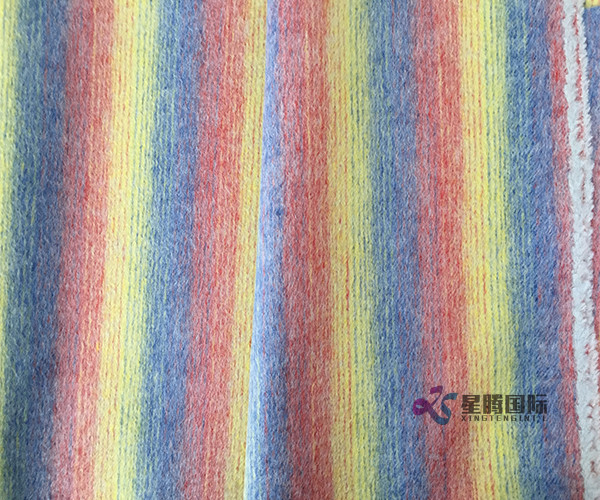 Colorful Rainbow Stripe 100% Wool Fabric