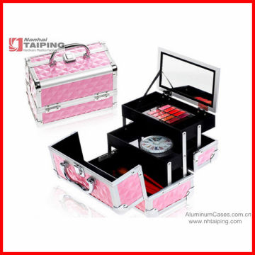 Pink Mini Makeup Train Case with Mirror