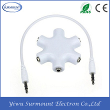 Mobile phone music splitter with aux cable 6 in 1 earphone splitter for mobile phone