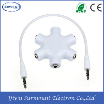 Mobile phone music splitter with aux cable 6 in 1 earphone splitter for mobile phone