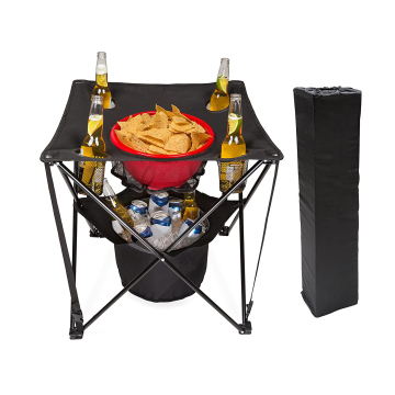 Collapsible Tailgating Table with Insulated Cooler Cup Holder: Perfect for Picnics, Camping, and Beach Adventures