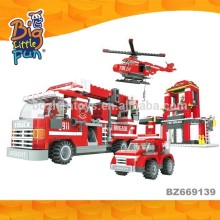 Plastic construction building blocks fireman toys set equipment toys for kids