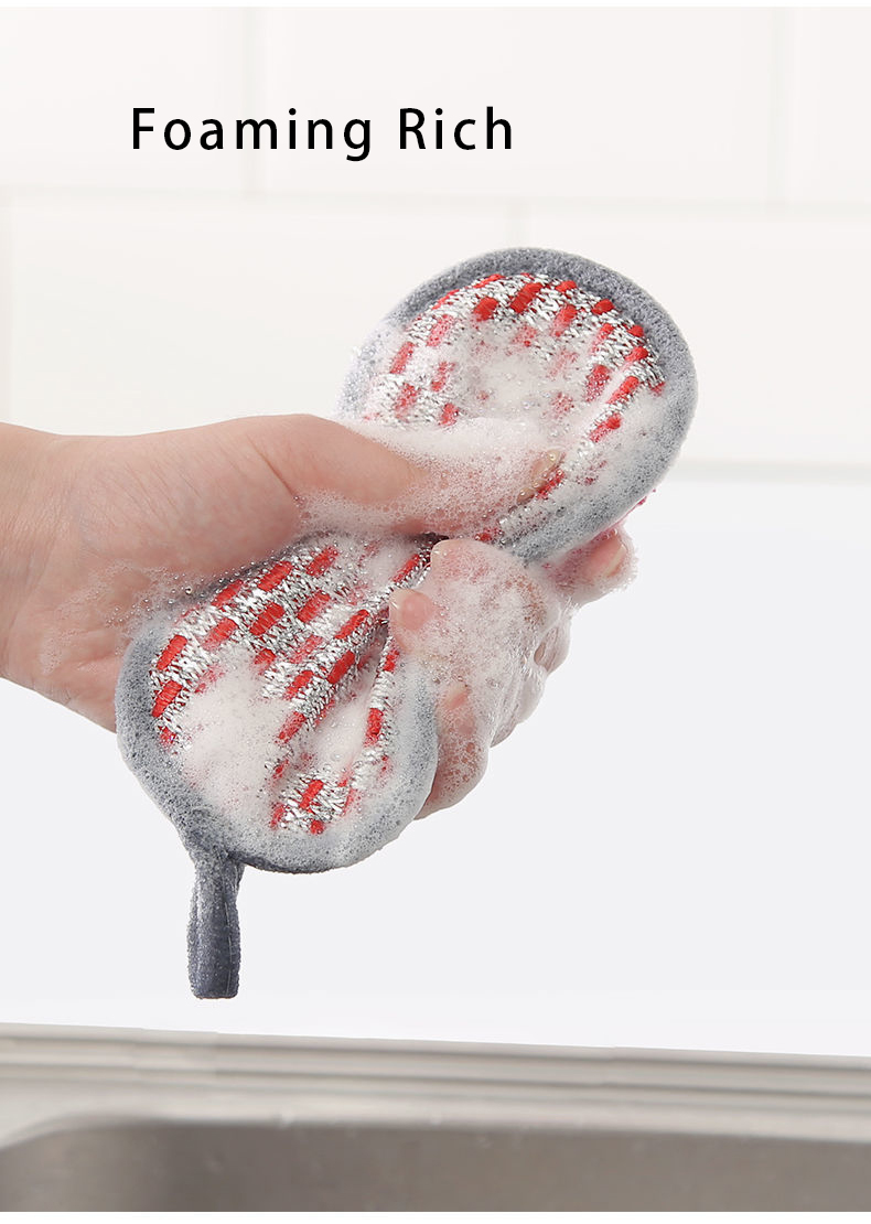 Topwill Double Sided Cleaning Sponge Kitchen Wash Dishes Scourer Pan Brush Microfiber Sponge Kitchen Cleaning