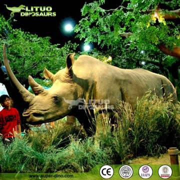 Life Size Simulation Realistic Zoo Animatronic Animal Rhino Model