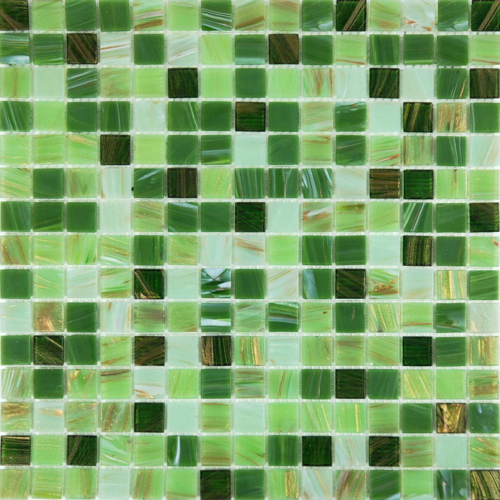 Línea dorada Verde hierba Azulejos elegantes verdes mixtos