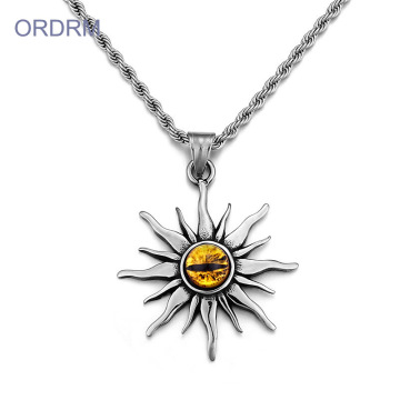 Stainless Steel Mens Evil Eye Pendant Necklace
