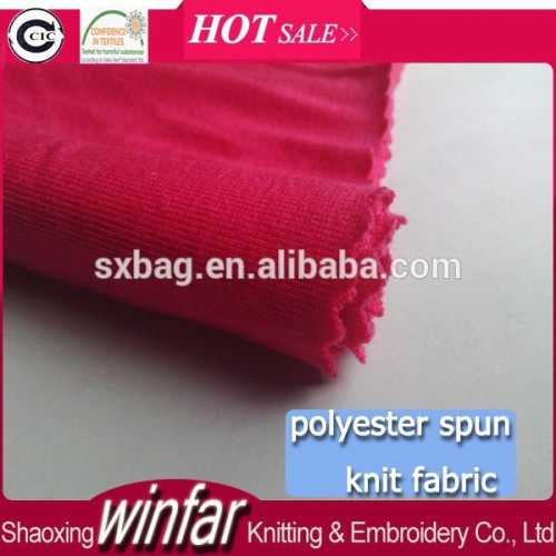 Winfar Textile High Quality Super Soft Plain Dyed Knit Jersey Ring Spun Polyester Spun Yarn Fabric