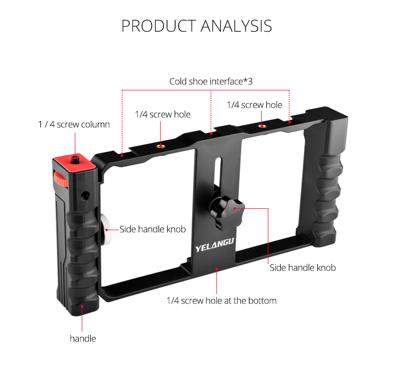 Handheld Smartphone Video Cage Rig Kits Mount Stand With Double Handle For Cell Smart Phone