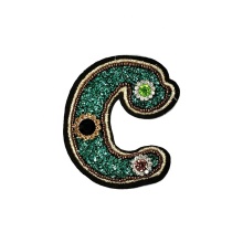 Vintage Embroidered Patch Iron-On Alphabet Appliqué Beaded Letter 'P' Decorative Stickers