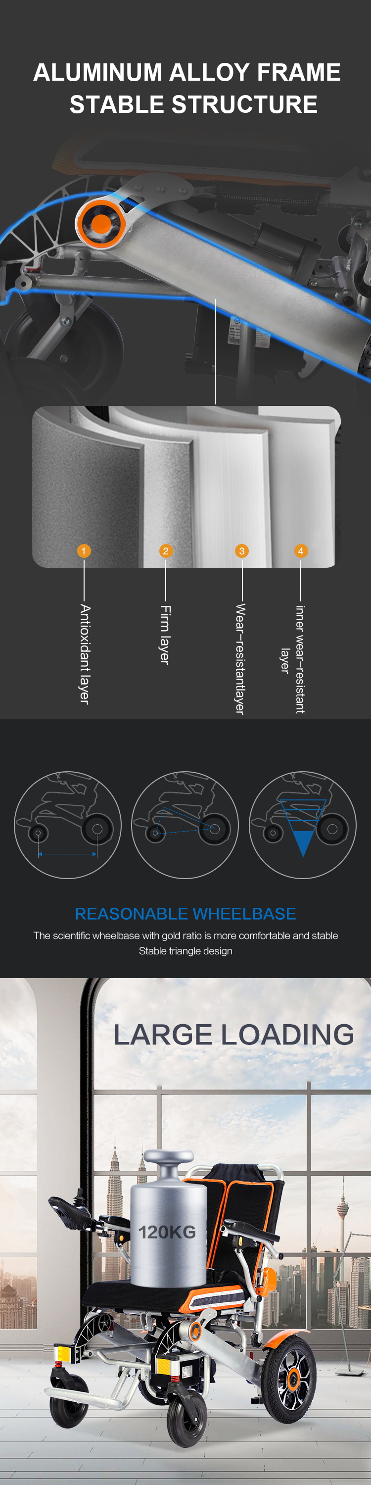 Travel lightweight aluminum multifunctional portable foldable folding electric wheelchair