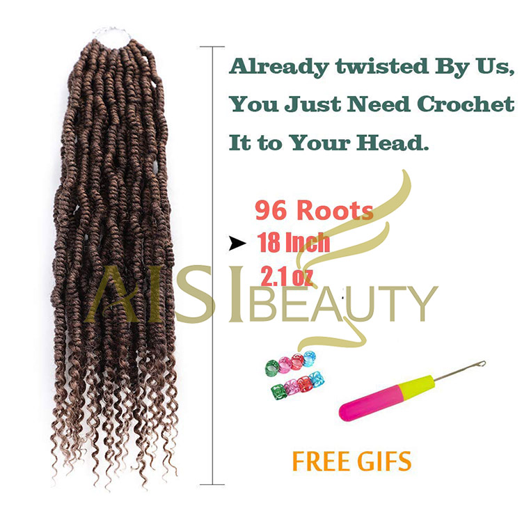 Aisi Beauty Goddess Faux Locs Brown Hair Extensions Pre Twisted Crochet Braids Passion Hairpieces Synthetic Braiding Hair