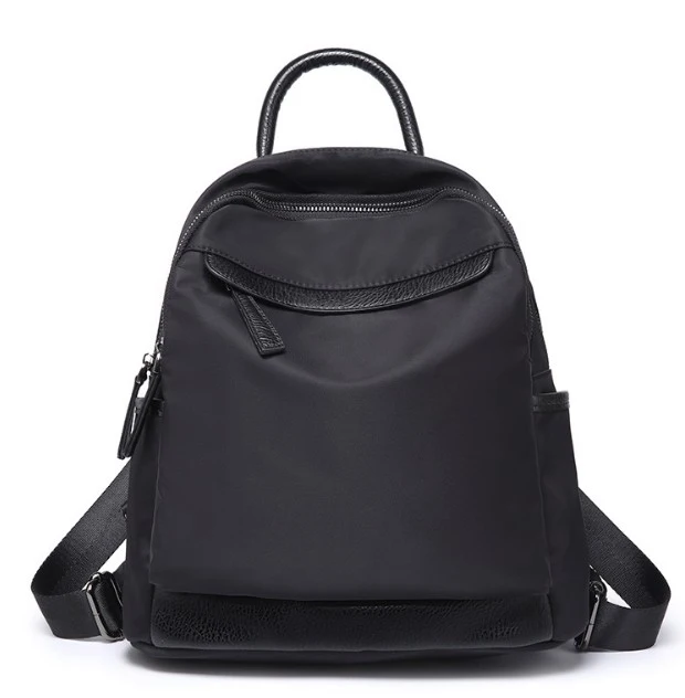 Stylish Waterproof Anti-Theft Outdoor Rucksack Plain Black Oxford Women School Bag