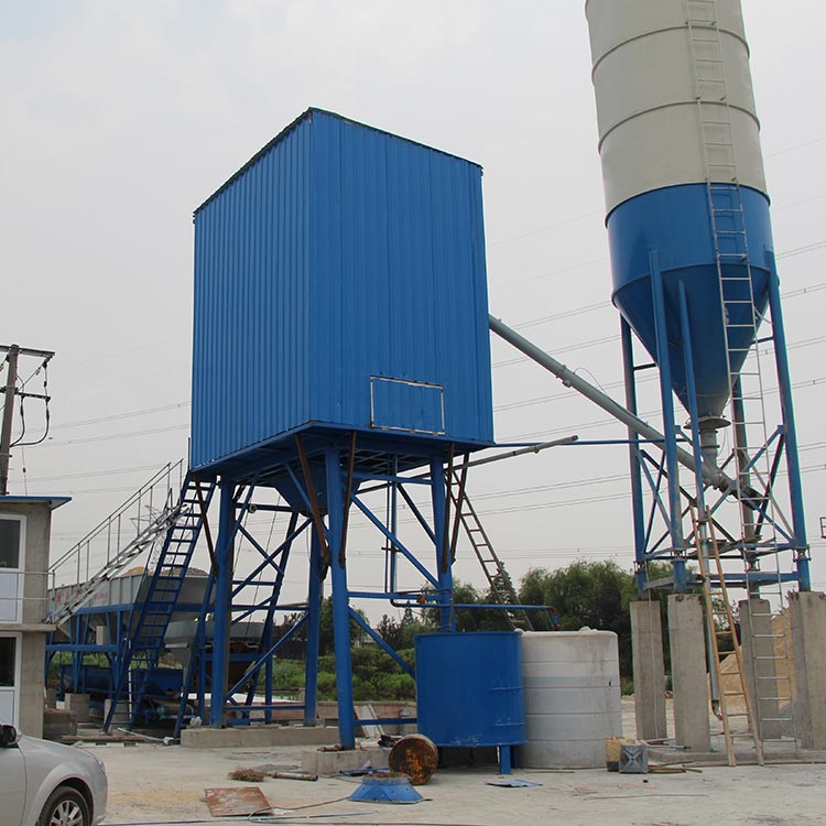 Small stationary 75m3 concrete batching plant machine