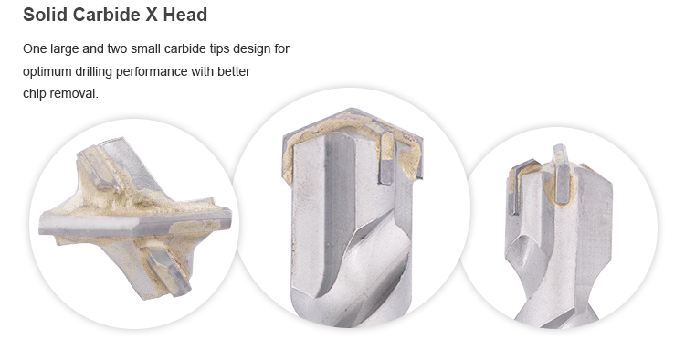  Carbide X Head Tip U Flute SDS Max Rock Drill Bits