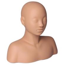 Soft Silicone Acupoint Practice Mannequin Head Acupuncture Massage Training Head with Shoulder for Skin Management Beauty