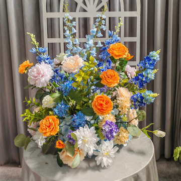 Customized Pink White Rose Arrangements - Artificial Wedding Centerpieces