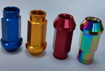 Aluminium color 19mm hex lug nuts