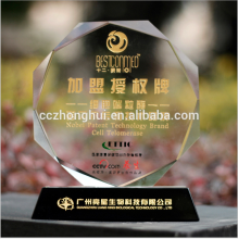 Manufacturer provides straightly octagon crystal trophy authorization card