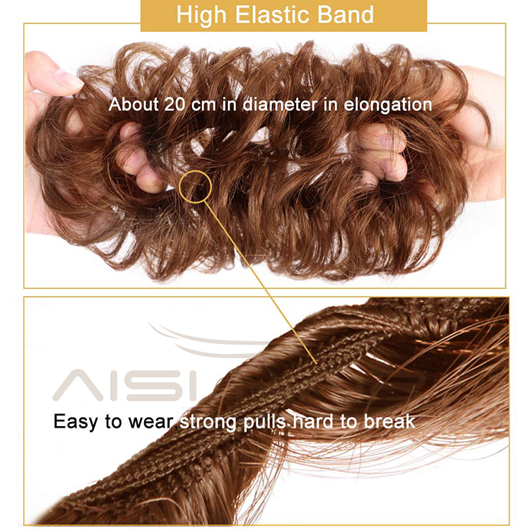 Aisi Hair Synthetic Chignon Donut Black Curly Bun Pad Chignon Elastic Rope Rubber Band Hairpiece Extension For Black White Women