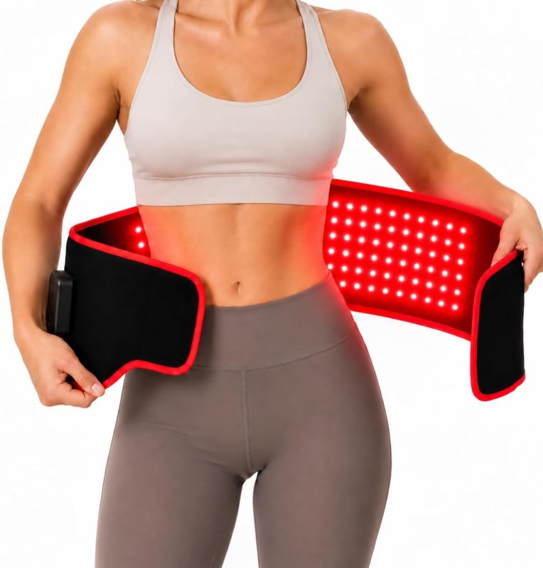 Red Light Therapy Belt for Body, Heat & Vibration Cordless Back Massager
