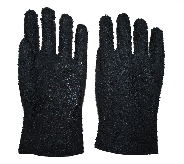 Black pvc double dipped gloves with chips