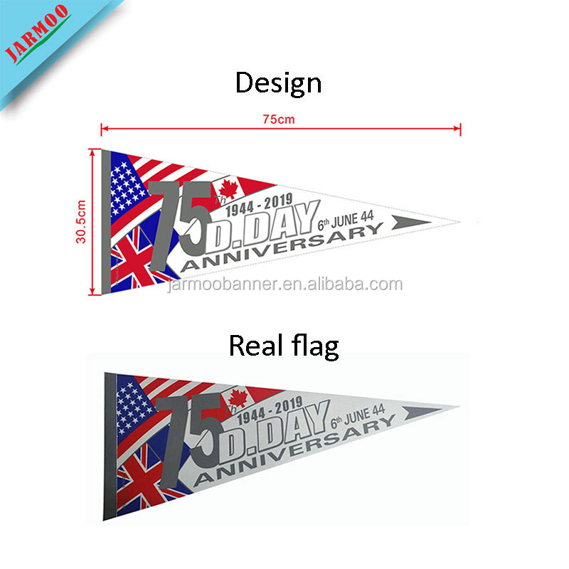 Oem Manufacturer University Digital Printing 30X70Cm Outdoor Triangle Flag Pennant Flags