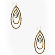Retro dangling teardop earrings with a crystal center & Burnished finished
