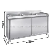 Kitchen Stainless Steel Work Table with Sink and Cabinet