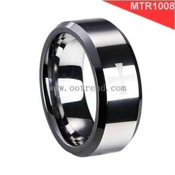 Cross laser engraved tungsten carbide rings,holy knight rings