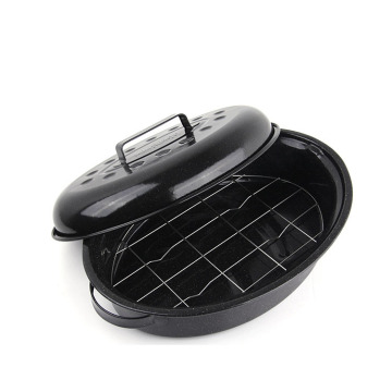 18-Inch Covered Oval Roaster Granite Ware