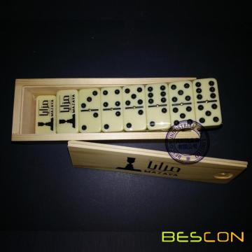 Double six domino game with custom logo printing and high quality wooden box packing