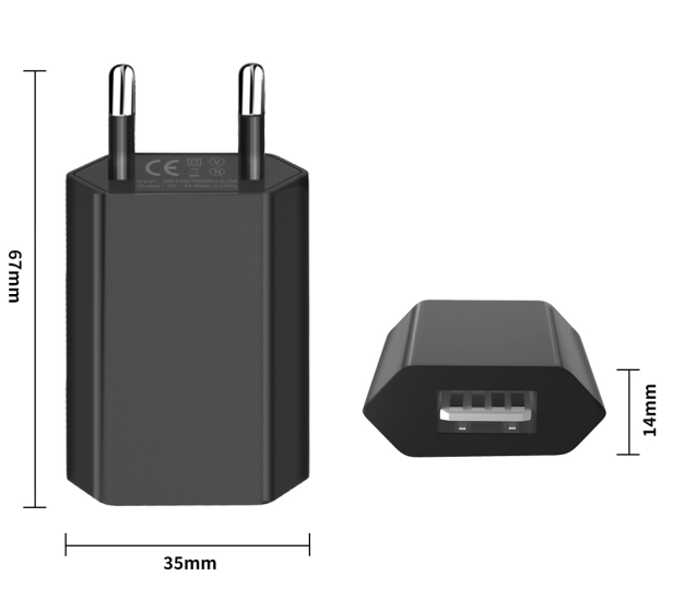 شاحن التوصيل الأسود 1-منفذ USB الجدار شاحن سريع