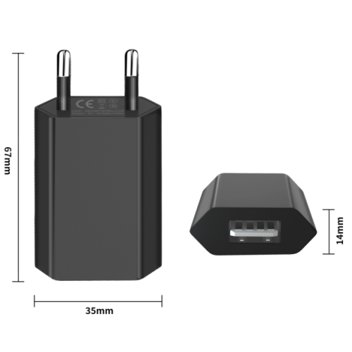 Μαύρο φορτιστή βύσματος 1-θύρα USB Wall γρήγορο φορτιστή