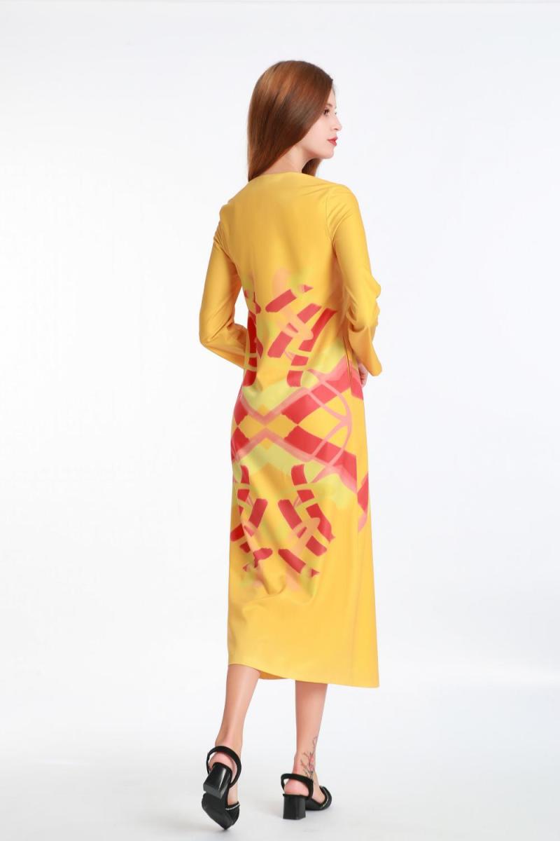 Digital Printed Long Sleeved Dress