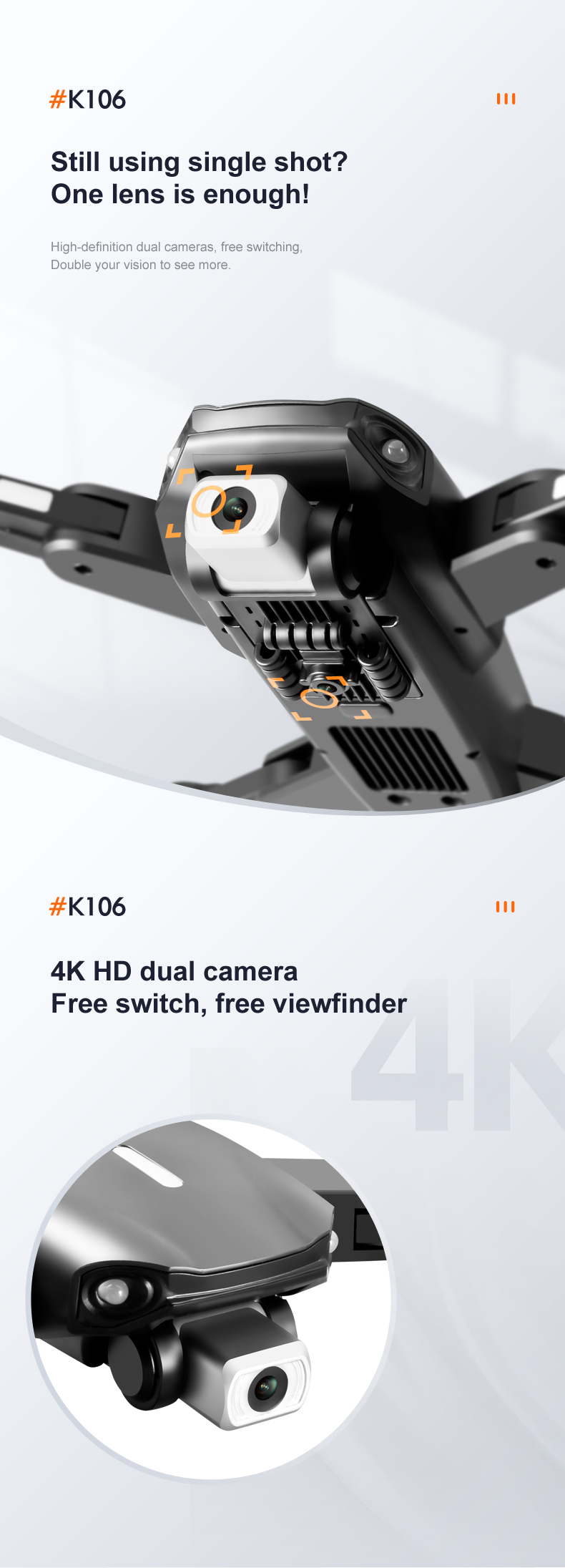 New Drone K106 4K HD Profesional Camera With LED Light propeller Visual Obstacle Avoidance Optical Flow Foldable Quadcopter