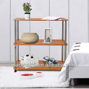 BAOYOUNI 3-tier rolling wooden iron storage shelves W0903