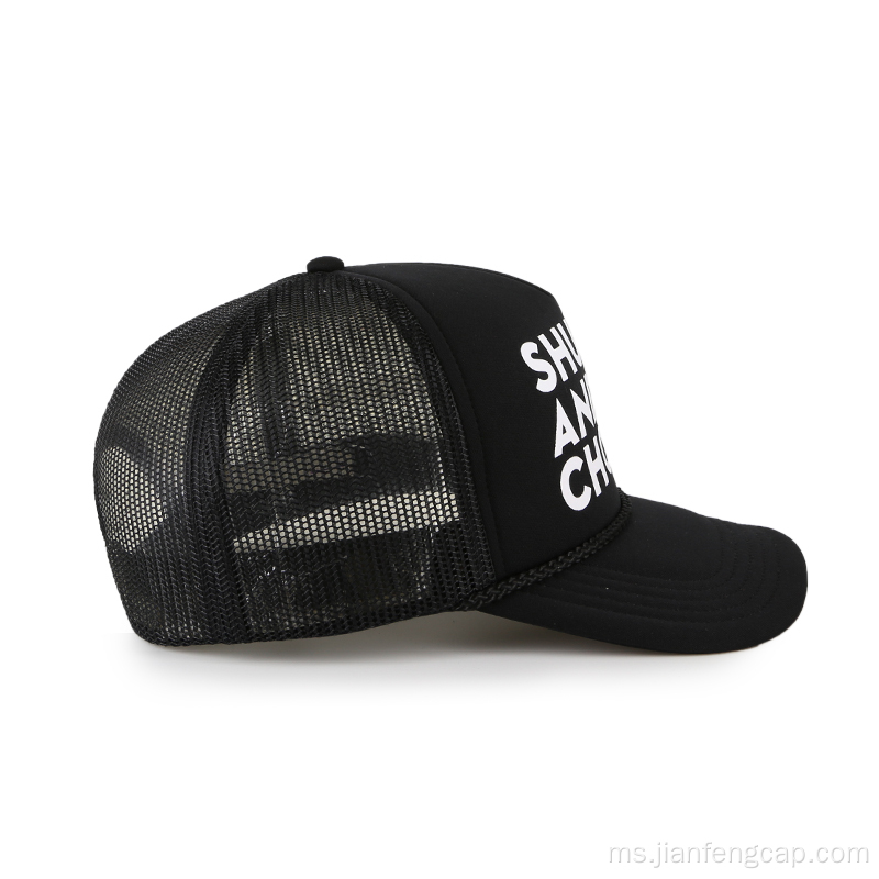 Topi penyapu busa cetak hitam