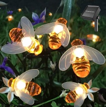 LED Outdoor Waterproof Honey Bee Solar String Lights for Garden Xmas Decorations