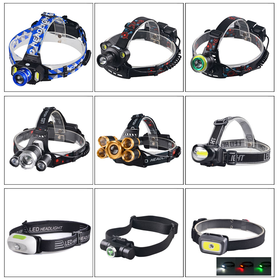 Laser Combination Headlight Rechargeable zoom Head torch Waterproof Headlamp With Red Laser Pointer