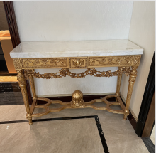 Handmade Italian Classical Wooden Carvings Goldleaf Console Table