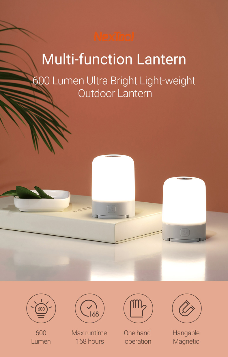 Nextool multi-function multi-color LED lantern 600 lumen outdoor lantern Camping Lights 5000k white light camping lantern