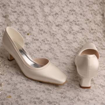 Ladies 2 inch White Ivory Chunky Heels for Wedding