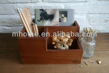 compact wood telecontroller and sundries sort out box for home tidy