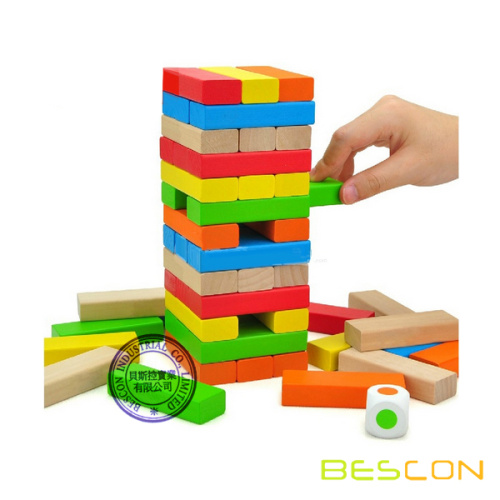 Educational colorful Wooden jenga game with custom logo non-toxic eco-friendly