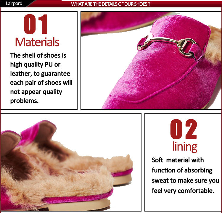 Cotton slippers with fur